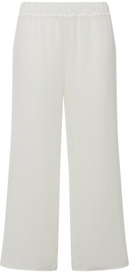 Ulla Popken Layered Chiffon Wide Leg Pants White - Jeans & Pantalons Femme Grandes Tailles – Plus Size - 