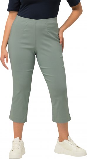 Ulla Popken Stretch Basic Bengaline Capri Pants Light Moss Green - Jeans & Pantalons Femme Grandes Tailles – Plus Size - 