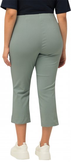 Ulla Popken Stretch Basic Bengaline Capri Pants Light Moss Green - Jeans & Pantalons Femme Grandes Tailles – Plus Size - 