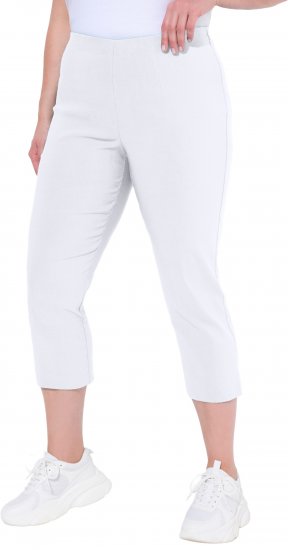 Ulla Popken Stretch Basic Bengaline Capri Pants Snow White - Jeans & Pantalons Femme Grandes Tailles – Plus Size - 