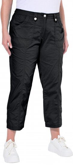 Ulla Popken Roll Tab Hem Stretch Cargo Pants Black - Jeans & Pantalons Femme Grandes Tailles – Plus Size - 
