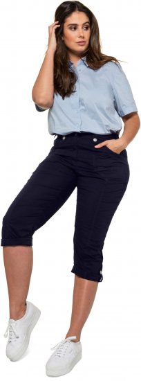 Ulla Popken Roll Tab Hem Stretch Cargo Pants Navy - Jeans & Pantalons Femme Grandes Tailles – Plus Size - 
