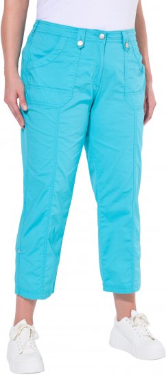 Ulla Popken Roll Tab Hem Stretch Cargo Pants Deep Aqua - Jeans & Pantalons Femme Grandes Tailles – Plus Size - 