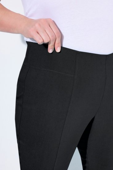 Ulla Popken Bengaline Elastic Waist Stretch Capri Pants Black - Pantalons en tissu - Pantalons larges femme grande taille