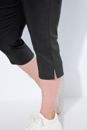 Ulla Popken Bengaline Elastic Waist Stretch Capri Pants Black - Pantalons en tissu - Pantalons larges femme grande taille