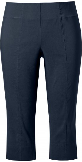Ulla Popken Bengaline Elastic Waist Stretch Capri Pants Navy Blue - Jeans & Pantalons Femme Grandes Tailles – Plus Size - 