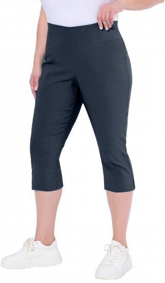 Ulla Popken Bengaline Elastic Waist Stretch Capri Pants Navy Blue - Jeans & Pantalons Femme Grandes Tailles – Plus Size - 
