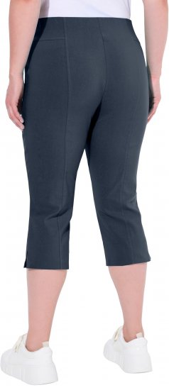 Ulla Popken Bengaline Elastic Waist Stretch Capri Pants Navy Blue - Jeans & Pantalons Femme Grandes Tailles – Plus Size - 