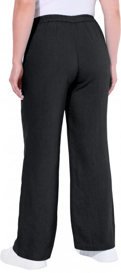 Ulla Popken Drawstring Elastic Waist Mary Fit Linen Pants Black - Jeans & Pantalons Femme Grandes Tailles – Plus Size - 