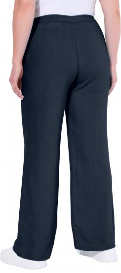 Ulla Popken Drawstring Elastic Waist Mary Fit Linen Pants Navy - Jeans & Pantalons Femme Grandes Tailles – Plus Size - 