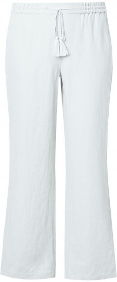 Ulla Popken Drawstring Elastic Waist Mary Fit Linen Pants Snow White - Jeans & Pantalons Femme Grandes Tailles – Plus Size - 