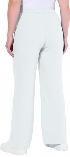 Ulla Popken Drawstring Elastic Waist Mary Fit Linen Pants Snow White - Jeans & Pantalons Femme Grandes Tailles – Plus Size - 