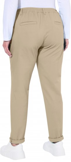 Ulla Popken Chino Elastic Waist Stretch Cotton Pants Brown - Jeans & Pantalons Femme Grandes Tailles – Plus Size - 