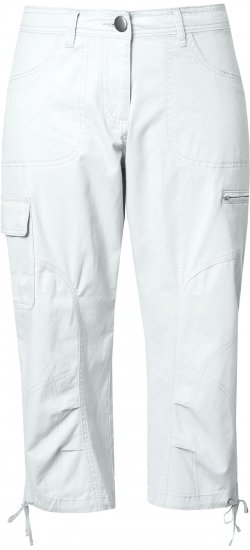 Ulla Popken Stretch Cotton Cargo Crop Pants Snow White - Jeans & Pantalons Femme Grandes Tailles – Plus Size - 