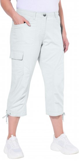 Ulla Popken Stretch Cotton Cargo Crop Pants Snow White - Jeans & Pantalons Femme Grandes Tailles – Plus Size - 