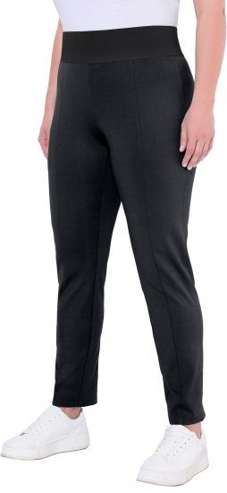 Ulla Popken Slim Leg Sienna Fit Ponte Stretch Knit Pants Black - Jeans & Pantalons Femme Grandes Tailles – Plus Size - 