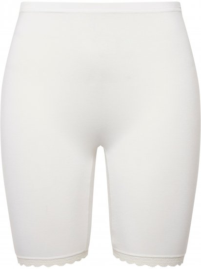 Ulla Popken Lace Hem Stretch Viscose Knit Bicycle Length Lounge Shorts White - Jeans & Pantalons Femme Grandes Tailles – Plus Size - 
