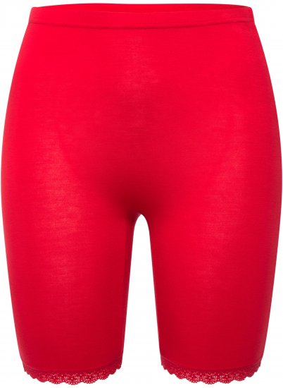 Ulla Popken Lace Hem Stretch Viscose Knit Bicycle Length Lounge Shorts Red - Jeans & Pantalons Femme Grandes Tailles – Plus Size - 