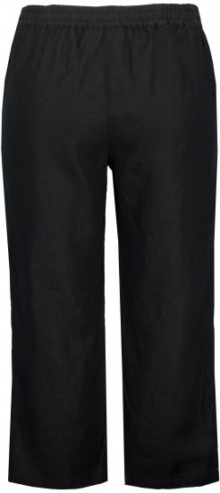 Ulla Popken Cool Linen Elastic Waist Capri Pants Black - Jeans & Pantalons Femme Grandes Tailles – Plus Size - 