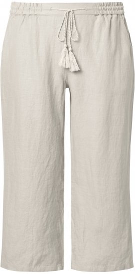 Ulla Popken Cool Linen Elastic Waist Capri Pants Brown - Jeans & Pantalons Femme Grandes Tailles – Plus Size - 