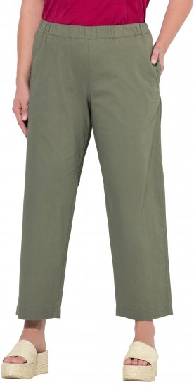 Ulla Popken Wide Leg Ruby Fit Stretch Chino Pants Green - Jeans & Pantalons Femme Grandes Tailles – Plus Size - 