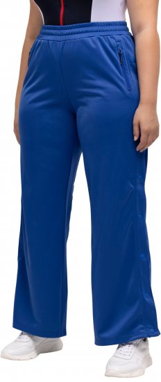 Ulla Popken Snap Placket Side Seam Wide Leg Recycled Polyester Knit Joggers Blue - Jeans & Pantalons Femme Grandes Tailles – Plus Size - 