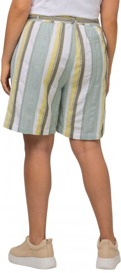 Ulla Popken Striped Wide Leg Elastic Waistband Shorts White - Jeans & Pantalons Femme Grandes Tailles – Plus Size - 
