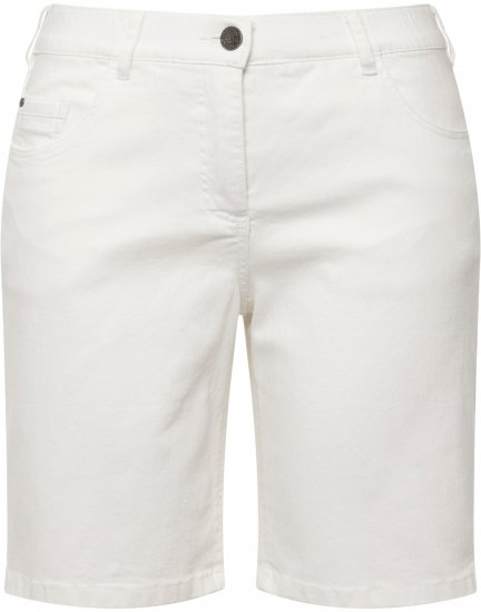 Ulla Popken Basic Denim Mandy Bermuda Shorts Snow White - Jeans & Pantalons Femme Grandes Tailles – Plus Size - 