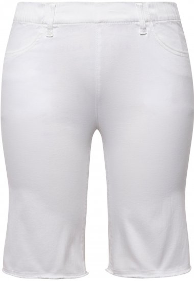Ulla Popken Frayed Hemline Elastic Waistband Bermuda Shorts Snow White - Jeans & Pantalons Femme Grandes Tailles – Plus Size - 