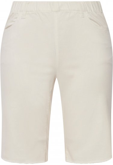 Ulla Popken Frayed Hemline Elastic Waistband Bermuda Shorts White - Jeans & Pantalons Femme Grandes Tailles – Plus Size - 