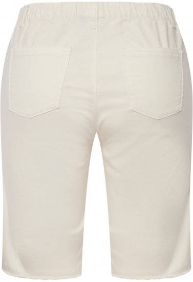 Ulla Popken Frayed Hemline Elastic Waistband Bermuda Shorts White - Jeans & Pantalons Femme Grandes Tailles – Plus Size - 