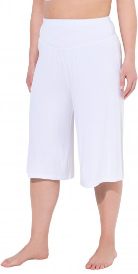 Ulla Popken Wide Leg Flared Bermuda Shorts White - Jeans & Pantalons Femme Grandes Tailles – Plus Size - 