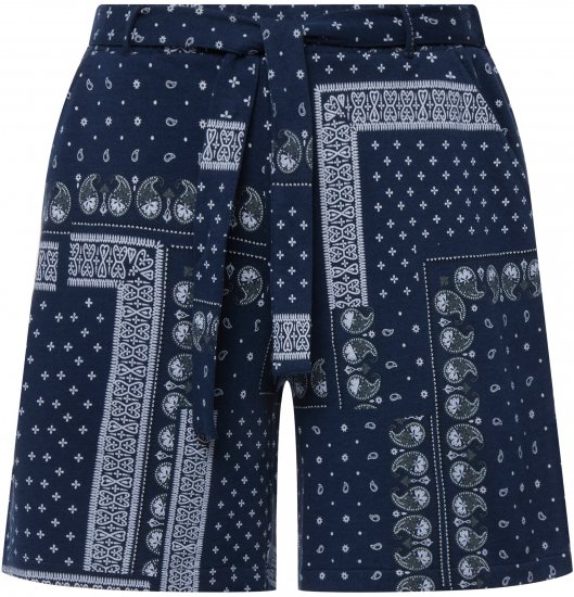Ulla Popken Paisley Pull On Shorts Blue - Jeans & Pantalons Femme Grandes Tailles – Plus Size - 