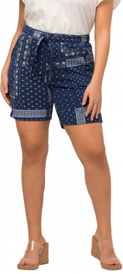 Ulla Popken Paisley Pull On Shorts Blue - Jeans & Pantalons Femme Grandes Tailles – Plus Size - 