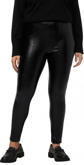 Ulla Popken Faux Leather Leggings Black - Jeans & Pantalons Femme Grandes Tailles – Plus Size - 