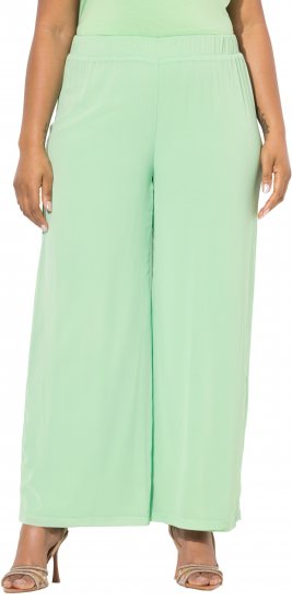 Ulla Popken Layered Chiffon Wide Leg Pants Green - Jeans & Pantalons Femme Grandes Tailles – Plus Size - 