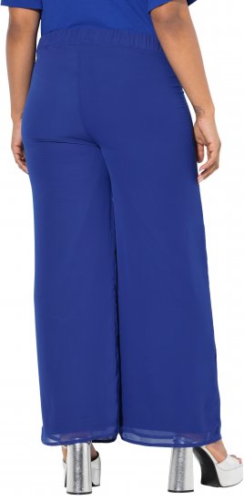 Ulla Popken Layered Chiffon Wide Leg Pants Blue - Jeans & Pantalons Femme Grandes Tailles – Plus Size - 