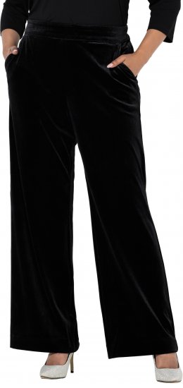 Ulla Popken Velvet Suit Pants Black - Jeans & Pantalons Femme Grandes Tailles – Plus Size - 
