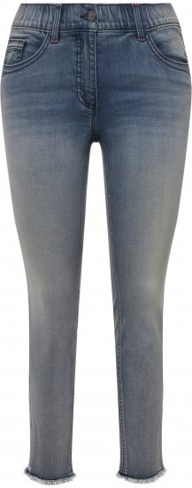 Ulla Popken Fringed Hem Stretch Fit Jeans Blue Denim - Jeans & Pantalons Femme Grandes Tailles – Plus Size - 