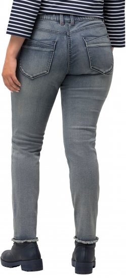 Ulla Popken Fringed Hem Stretch Fit Jeans Blue Denim - Jeans & Pantalons Femme Grandes Tailles – Plus Size - 