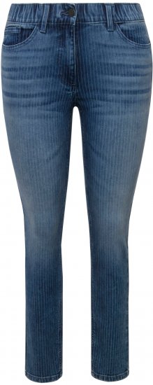 Ulla Popken Textured Stripe Sarah Slim Fit Jeans Blue - Jeans & Pantalons Femme Grandes Tailles – Plus Size - 