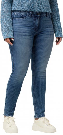 Ulla Popken Textured Stripe Sarah Slim Fit Jeans Blue - Jeans & Pantalons Femme Grandes Tailles – Plus Size - 