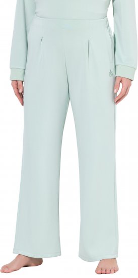 Ulla Popken Box Pleat Stretch Fit Yoga Pants Light Blue - Jeans & Pantalons Femme Grandes Tailles – Plus Size - 
