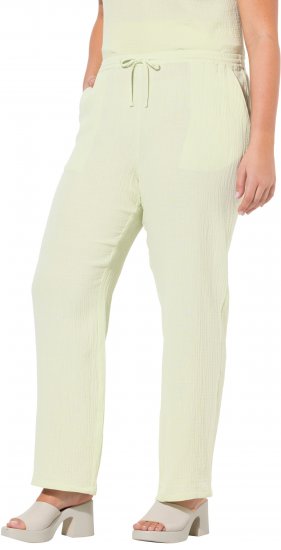 Ulla Popken Muslin Pull On Pants Green - Jeans & Pantalons Femme Grandes Tailles – Plus Size - 