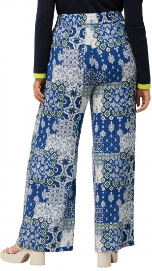 Ulla Popken Paisley Straight Leg Pull On Pants Blue - Jeans & Pantalons Femme Grandes Tailles – Plus Size - 