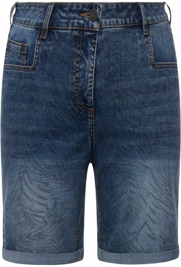 Ulla Popken Palm Print Denim Bermuda Shorts Blue Denim - Jeans & Pantalons Femme Grandes Tailles – Plus Size - 