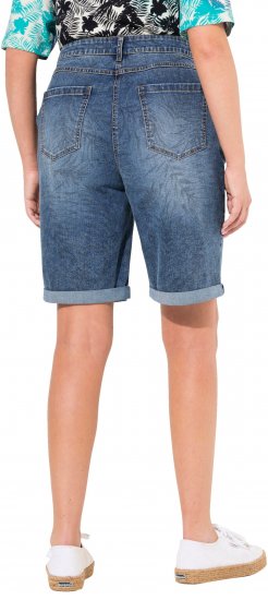 Ulla Popken Palm Print Denim Bermuda Shorts Blue Denim - Jeans & Pantalons Femme Grandes Tailles – Plus Size - 