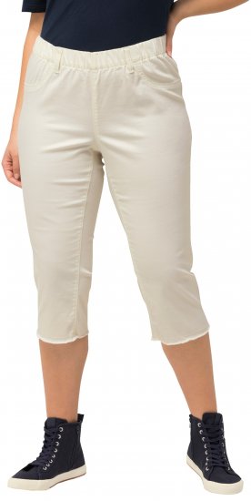 Ulla Popken Stretch Fit Raw Hem Capris Snow White - Jeans & Pantalons Femme Grandes Tailles – Plus Size - 