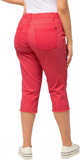 Ulla Popken Stretch Fit Raw Hem Capris Dark Coral - Jeans & Pantalons Femme Grandes Tailles – Plus Size - 