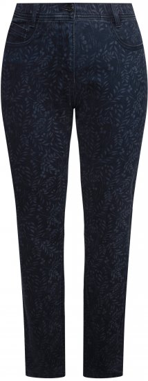 Ulla Popken Leaf Print Boyfriend Jeans Blue - Jeans & Pantalons Femme Grandes Tailles – Plus Size - 